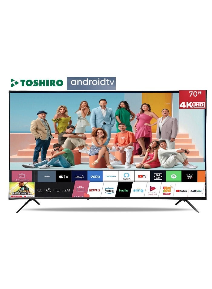 توشيرو تلفزيون 70 بوصة 4K الترا اتش دي سمارت اندرويد ال اي دي، TRO4K70SLED - Image 1